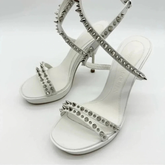 Alexander Mcqueen Punk Stud Metallic Leather Ankle-Strap Sandals - Picture 3 of 7